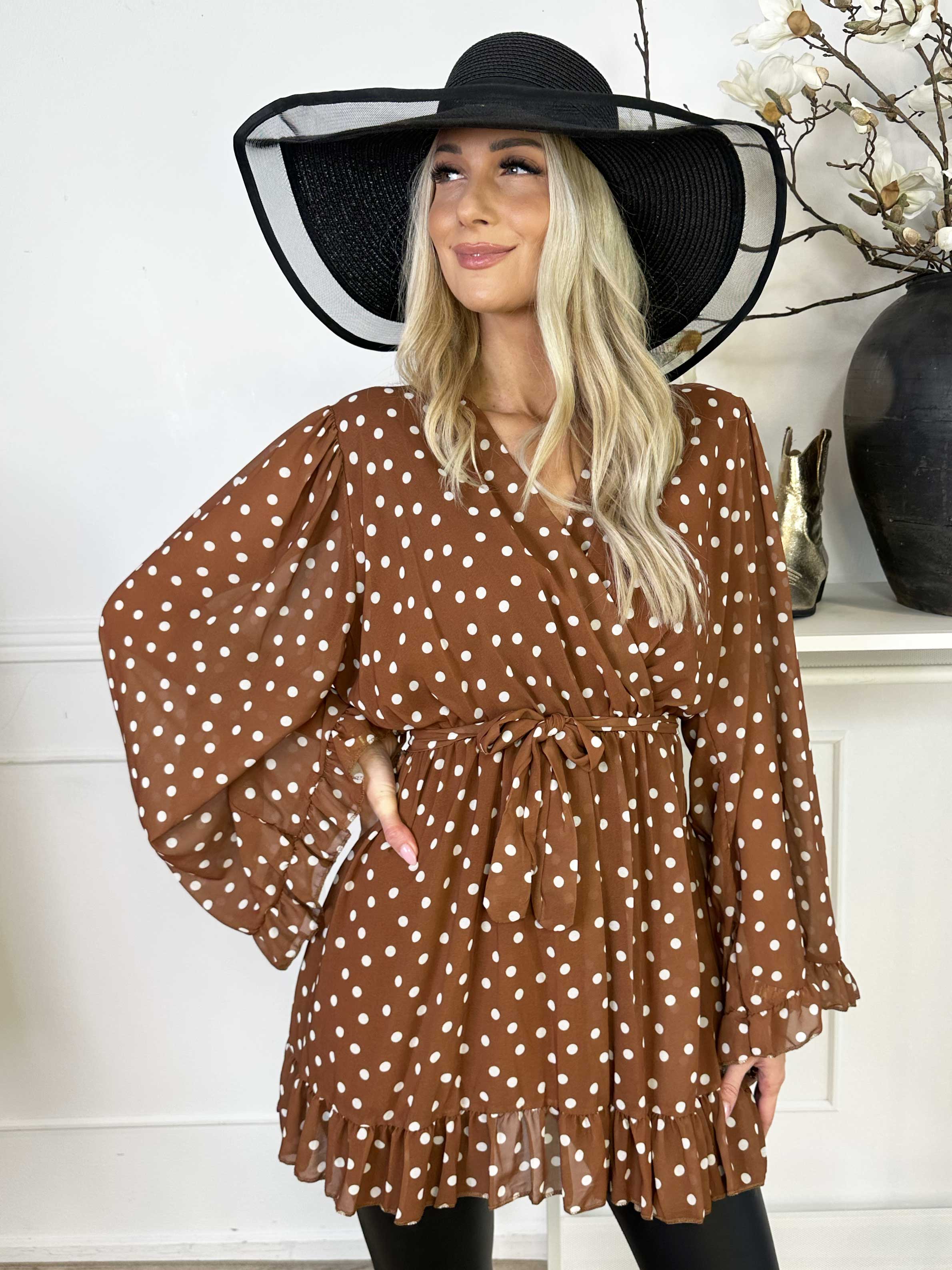 Adelina - Lang tunika i chiffon med flæser